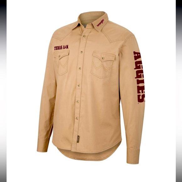 NWT Wrangler Retro Texas A&M Snap Long Sleeve Men's Shirt Size Small - Picture 1 of 12